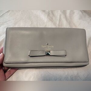 Kate Spade Gray Leather Bow Wallet / Clutch